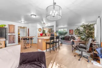 Kitchen, Dining, and living room