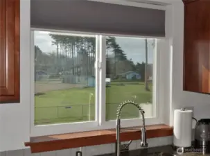 View from the Kitchen window ~ looking across to North Bay Park.