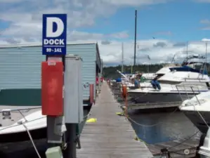 Slip #125 is on D Dock which is located toward the end of the dock as the south end of the Marina