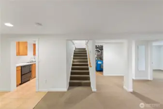 Lower level with staircase of main floor!