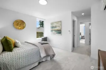 Versatile sleep / lounge / study space; just add your desk, crib, or reading chair. Photos are of model home 8825, finishes and floorplan may vary.