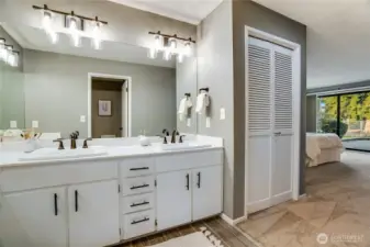 Spa-like retreat with private and separate water closet and extended sized shower.