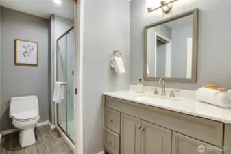 The main hall bathroom has been upgraded.