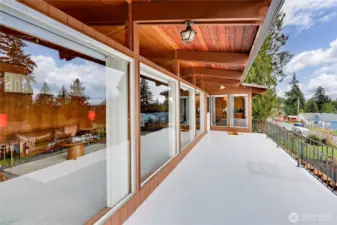 The spacious covered deck is perfect for entertaining.