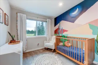 Another bedroom that overlooks the backyard.