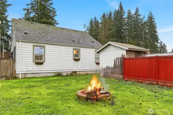 The back yard is fully fenced.
