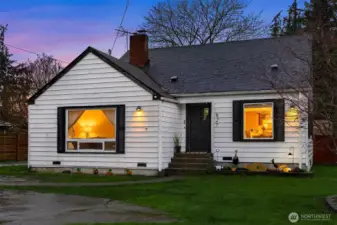 The home by twilight.