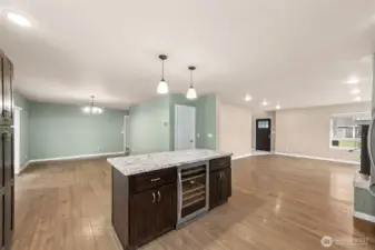 Kitchen island with wine fridge