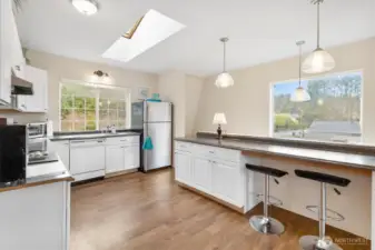 large kitchen space with extra storage