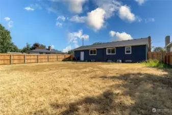 Fully Fenced Back Yard for Safety & Privacy