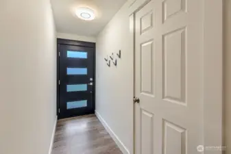 Entry leads to living area while maintaining privacy. Huge closet for stuff and things.