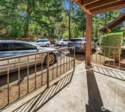 Covered patio...parking at this location is not assigned.