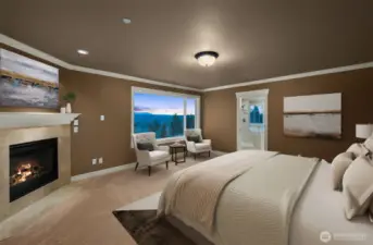 Primary suite with fireplace