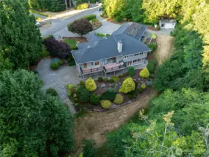 Bird’s-eye view of the entire property surrounded by mature trees—offering privacy, peace, and prestige in Maple Valley real estate.