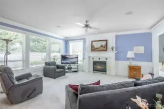 Spacious great room with gas fireplace