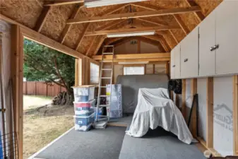 Interior of one of the two custom sheds.
