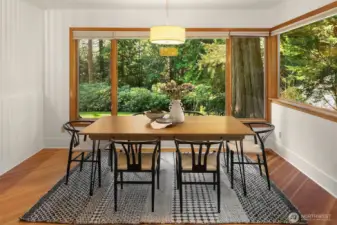 Large dining room with views of the park like property