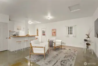 Converted 2 car garage space with kitchen...could be easily converted back to garage.