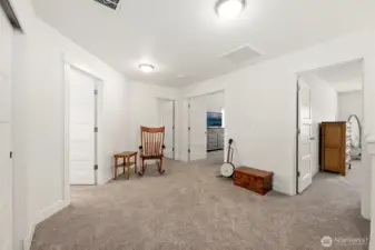 The is the second floor landing. It's big, lots of room here.  Notice the beautiful 5 panel doors?