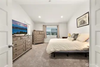 Primary bedroom, also very spacious, vaulted ceilings and so much room for bedroom furniture!