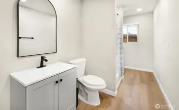 Bathroom on lower level with option of W/D.