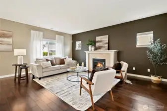 Great room with gas fireplace.
