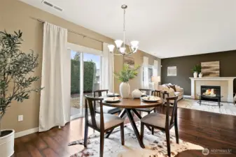 Comfortable dining space with natural light.