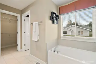 Spa inspired soaking tub w/remote blinds