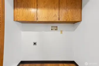 Space in hallway by garage door for washer and dryer
