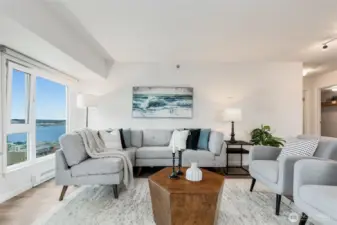 Spacious and bright with stunning Puget Sound, Mount Rainer, both stadiums and city views from Arbor Place #1507.