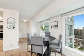 Space for large dining table.