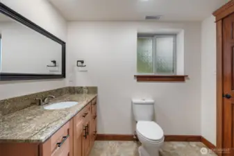 A convenient lower-level bathroom to support flexible living spaces