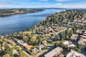 Aerial views of lake to the south and east.