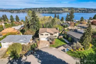 Aerial views of lake to east and north