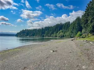 The common beach and tideland area facing South.