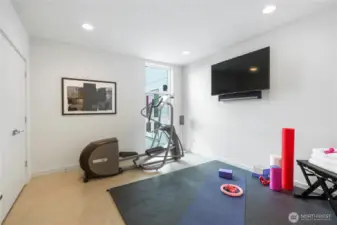 Fourth bedroom currently being used as a gym. Double closets and lake views.