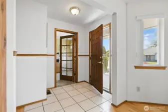 Entryway, facing home office/spare bedroom