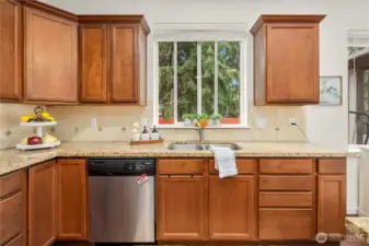 Matching stainless steel appliances make this kitchen complete!