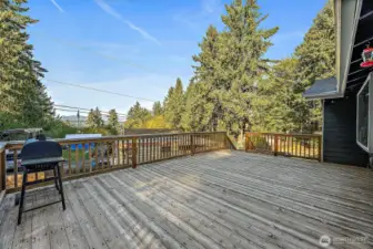 Deck stairs to lower yard and patio.