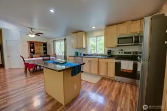 Open Kitchen with island looking toward dining room