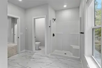 Main bath with private toilet