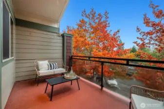 Private covered patio to enjoy year-round