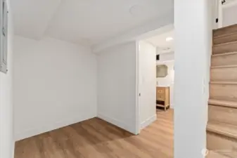 Off of the basement living roo