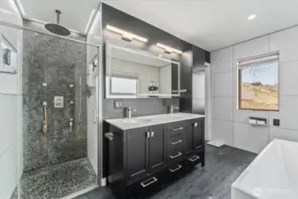 Completely reimagined primary bath with heated floors to keep your toes wam on cold winter mornings