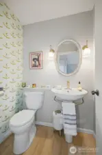 Half bath on main floor perfect for guests