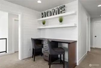 Built-in Desk Nook with Shiplap Feature Walls