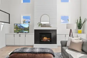 Gas Fireplace with Custom Built-ins