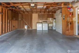 Great, deep two car garage.