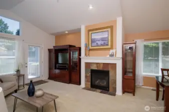 Back in the living room the dining and kitchen are to the right.