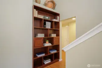 Built-in bookcase to display your treasures.